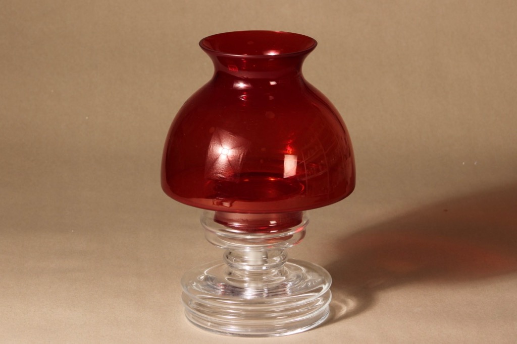Riihimäen lasi Apollo candle lantern, red design Nanny Still