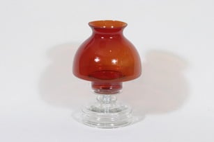 Riihimäen lasi Apollo kynttilälyhty, rubiininpunainen, suunnittelija Nanny Still,