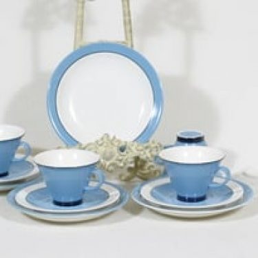 Arabia Harlekin Turkos kahvikupit ja lautaset, turkoosi, 4 kpl, suunnittelija ,