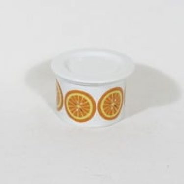 Arabia Pomona purnukka, appelsiini, suunnittelija Raija Uosikkinen, appelsiini, serikuva, retro