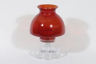 Riihimäen lasi Apollo kynttilälyhty, rubiininpunainen, suunnittelija Nanny Still,