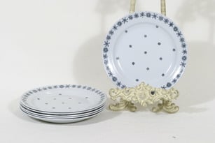 Arabia Snowflake lautaset, syvä, 6 kpl, suunnittelija Raija Uosikkinen, syvä, painokoriste, pieni