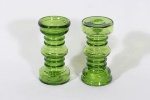 Riihimäen lasi Carmen kääntömaljakot, vihreä, 2 kpl, suunnittelija Tamara Aladin,