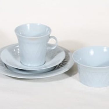 Arabia LE kahvikuppi, lautanen ja sokerikko, sininen, suunnittelija , koristelematon