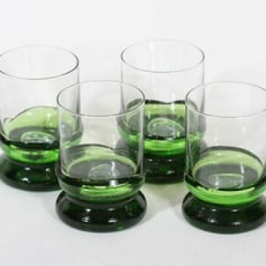 Humppila Kievari lasit, kirkas|vihreä, 4 kpl, suunnittelija Matti Halme,