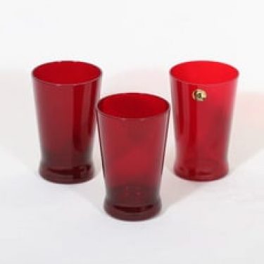 Riihimäen lasi Milano lasit, punainen, 3 kpl, suunnittelija Sakari Pykälä,