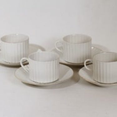 Arabia Kultapiisku kahvikupit, valkoinen, 4 kpl, suunnittelija Kaj Franck,