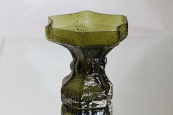 Riihimäen lasi Fantasma maljakko, oliivinvihreä, suunnittelija Nanny Still, suuri