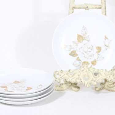 Arabia Kultaruusu lautaset, 5 kpl, suunnittelija , pieni, serikuva