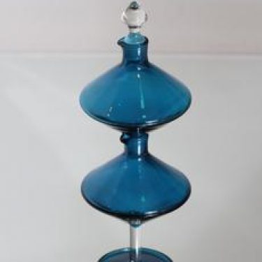 Riihimäen lasi Harlekiini etikka- ja öljykarahvi, sininen, suunnittelija Nanny Still,