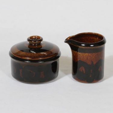 Arabia Soraya sugar bowl and creamer, hand-painted, Gunvor Olin-Grönqvist