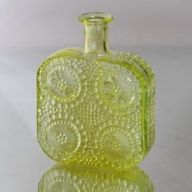 Riihimäen lasi Grapponia koristepullo, keltainen, suunnittelija Nanny Still,