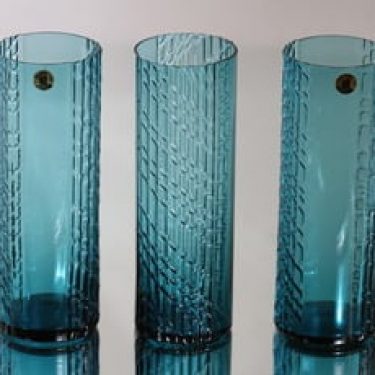 Riihimäen lasi Flindari lasit, sininen, 3 kpl, suunnittelija Nanny Still,