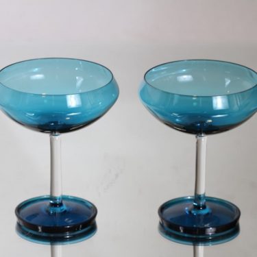 Riihimäen lasi Harlekiini annoskulhot, sininen, 2 kpl, suunnittelija Nanny Still,