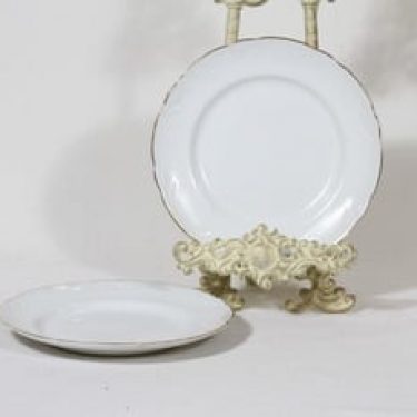 Arabia Siro lautaset, valkoinen, 2 kpl, suunnittelija , pieni, kultareunakoriste