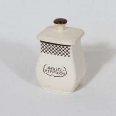 Arabia EG 1 maustepippuripurkki, tekstikuvio, suunnittelija , tekstikuvio, pieni, tekstikoriste