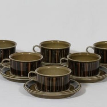 Arabia Kosmos teekupit, 6 kpl, suunnittelija Gunvor Olin-Grönqvist, puhalluskoriste