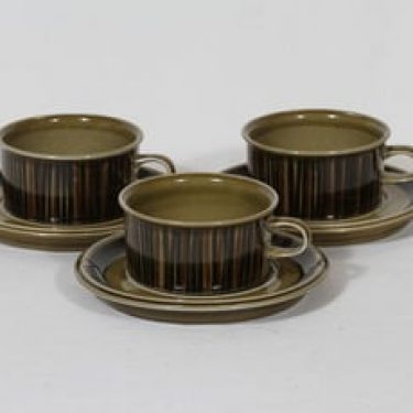 Arabia Kosmos teekupit, 3 kpl, suunnittelija Gunvor Olin-Grönqvist, puhalluskoriste