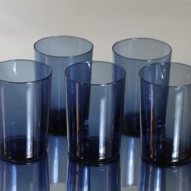 Iittala i-114 lasit, sininen, 5 kpl, suunnittelija Timo Sarpaneva,