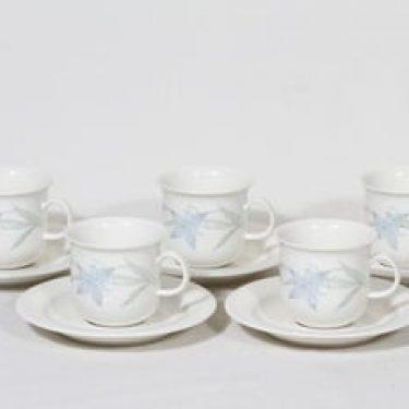 Arabia Arctica kahvikupit, Sinikello, 5 kpl, suunnittelija Esteri Tomula, Sinikello, serikuva