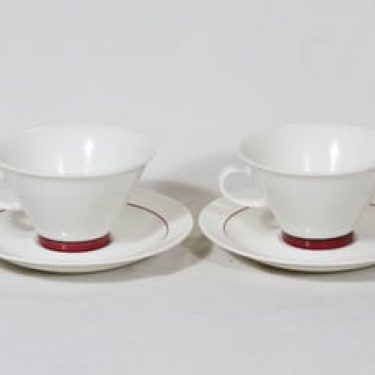 Arabia Harlekin teekupit, Red Hat, 2 kpl, suunnittelija Inkeri Leivo, Red Hat, raitakoriste