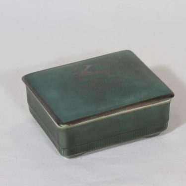 Arabia H box, green Greta Lisa Jäderholm-Snellman, decorative printing, art deco