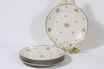 Arabia Rosita lautaset, matala, 6 kpl, suunnittelija Svea Granlund, matala, siirtokuva, kultakoriste