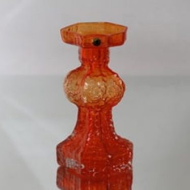 Riihimäen lasi Candida kynttilänjalka, oranssi, suunnittelija Nanny Still, retro