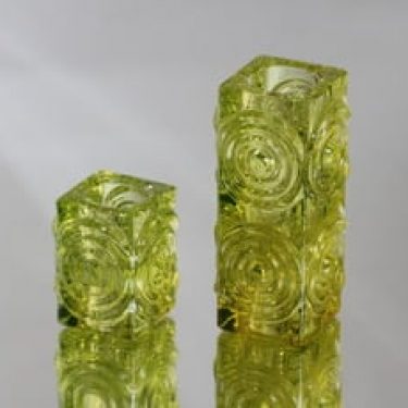 Riihimäen lasi Rengas kynttilänjalat, eri kokoja, 2 kpl, suunnittelija Tamara Aladin, eri kokoja, retro