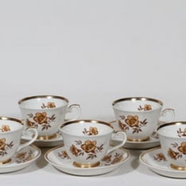 Arabia Myrna kahvikupit, 5 kpl, suunnittelija Olga Osol, serikuva