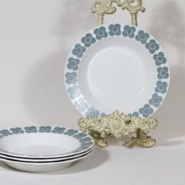 Arabia Veera lautaset, syvä, 4 kpl, suunnittelija Esteri Tomula, syvä, serikuva, retro