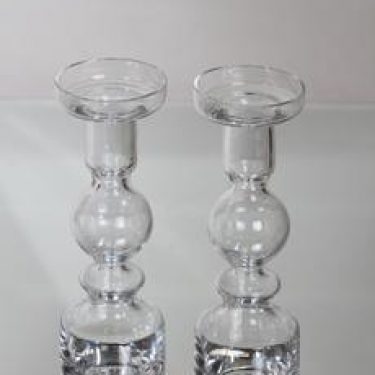 Riihimäen lasi Pompadour kynttilänjalat, kirkas, 2 kpl, suunnittelija Nanny Still,