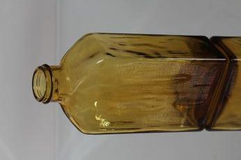 Riihimäen lasi Lankkupullo koristepullo, amber, suunnittelija Helena Tynell,
