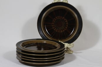 Arabia Kosmos lautaset, matala, 6 kpl, suunnittelija Gunvor Olin-Grönqvist, matala, puhalluskoriste