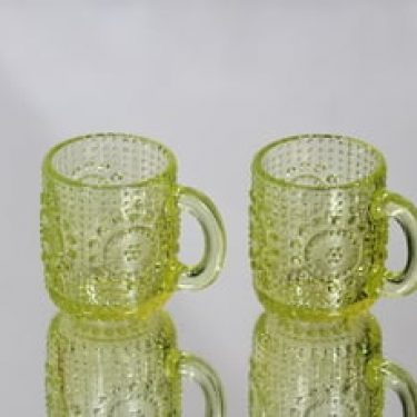 Riihimäen lasi Grapponia kupit, keltainen, 2 kpl, suunnittelija Nanny Still,