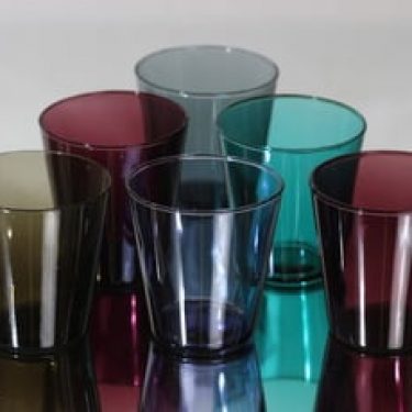Nuutajärvi Viola lasit, eri värejä, 6 kpl, suunnittelija Kaj Franck,