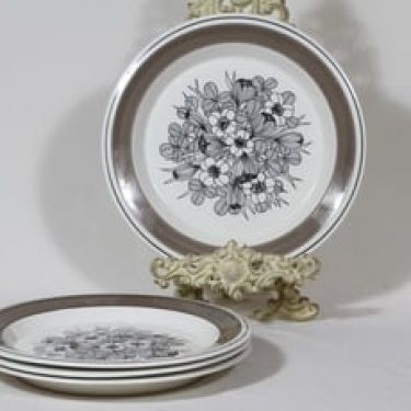 Arabia Krokus lautaset, matala, 4 kpl, suunnittelija Esteri Tomula, matala, serikuva