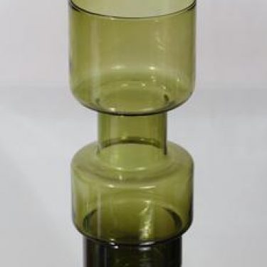 Riihimäen lasi maljakko, oliivinvihreä, suunnittelija Tamara Aladin, suuri
