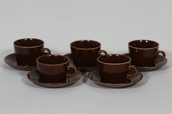 Arabia Kilta kahvikupit, ruskea, 5 kpl, suunnittelija Kaj Franck,