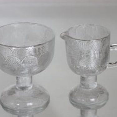 Nuutajärvi Miranda sokerikko ja kermakko, kirkas, suunnittelija Heikki Orvola,