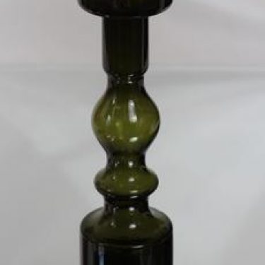 Riihimäen lasi Pompadour kynttilänjalka, oliivinvihreä, suunnittelija Nanny Still, suuri