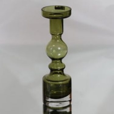 Riihimäen lasi Pompadour kynttilänjalka, oliivinvihreä, suunnittelija Nanny Still,