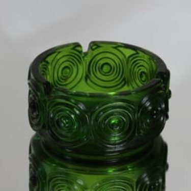 Riihimäen lasi Rengas tuhka-astia, vihreä, suunnittelija Tamara Aladin,