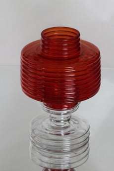 Riihimäen lasi Apollo kynttilälyhty, punainen, suunnittelija Nanny Still,