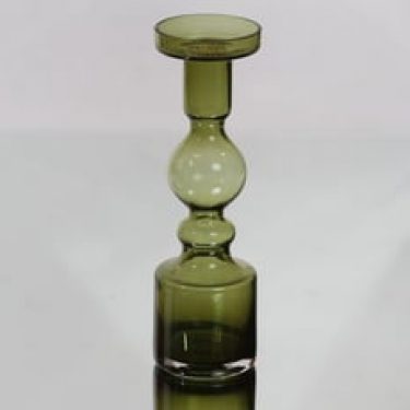 Riihimäen lasi Pompadour kynttilänjalka, oliivinvihreä, suunnittelija Nanny Still,