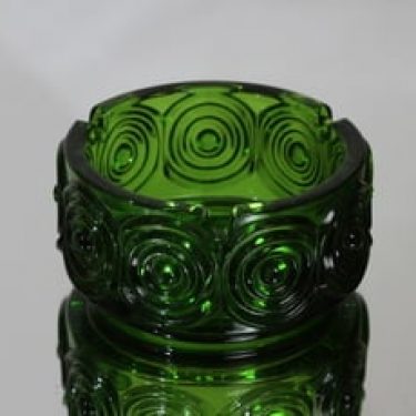 Riihimäen lasi Rengas tuhka-astia, vihreä, suunnittelija Tamara Aladin,