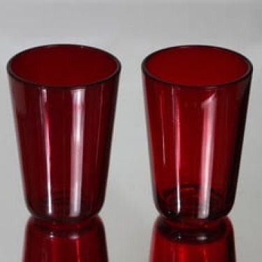 Nuutajärvi 5023 lasit, punainen, 2 kpl, suunnittelija Kaj Franck,