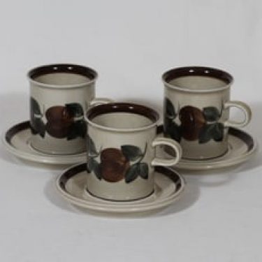 Arabia Ruija kahvikupit, käsinmaalattu, 3 kpl, suunnittelija Ulla Procope, käsinmaalattu