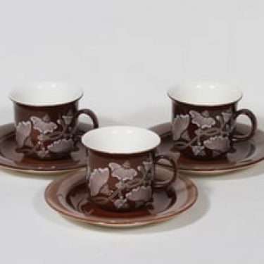 Arabia Kastanja kahvikupit, ruskea, 3 kpl, suunnittelija , serikuva