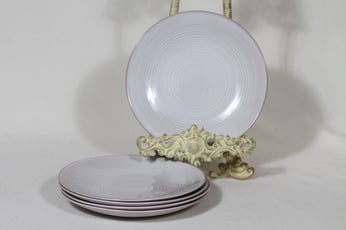 Arabia ARA leivoslautaset, valkoinen lasite, 5 kpl, suunnittelija Michael Schilkin,